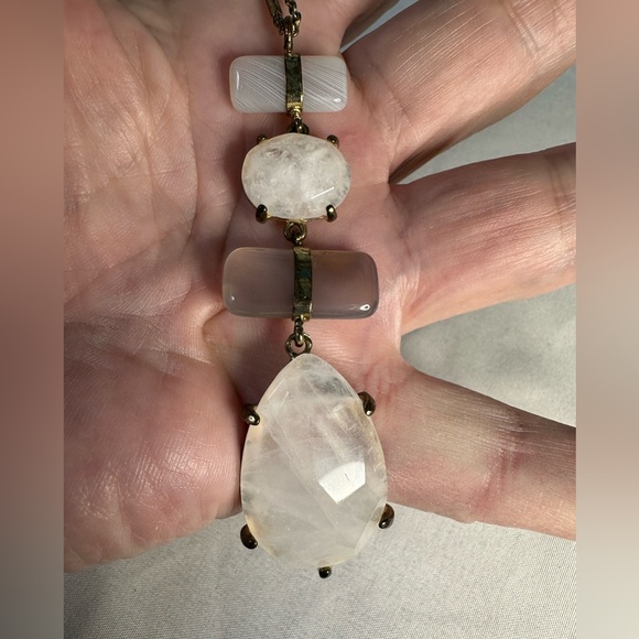 Long LOFT goldtone quartz crystal pendant necklace - Picture 6 of 6